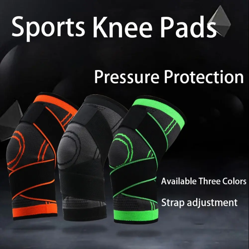 Спортивный наколенник под давлением, Регулируемые эластичные наколенники, компрессионный ремень, бандаж для бега на рукавах, защитный бандаж для поддержки колена.