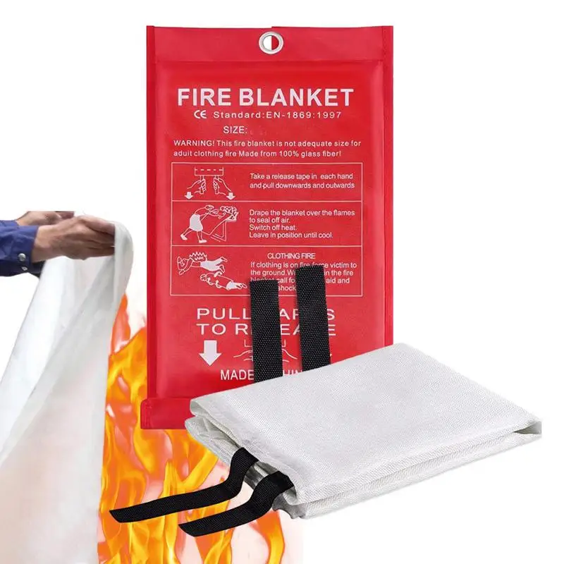 Противопожарное одеяло из стекловолокна, одеяло для пожаротушения с ручкой, кухонные принадлежности для приготовления пищи на открытом воздухе, кемпинг в автомобиле
