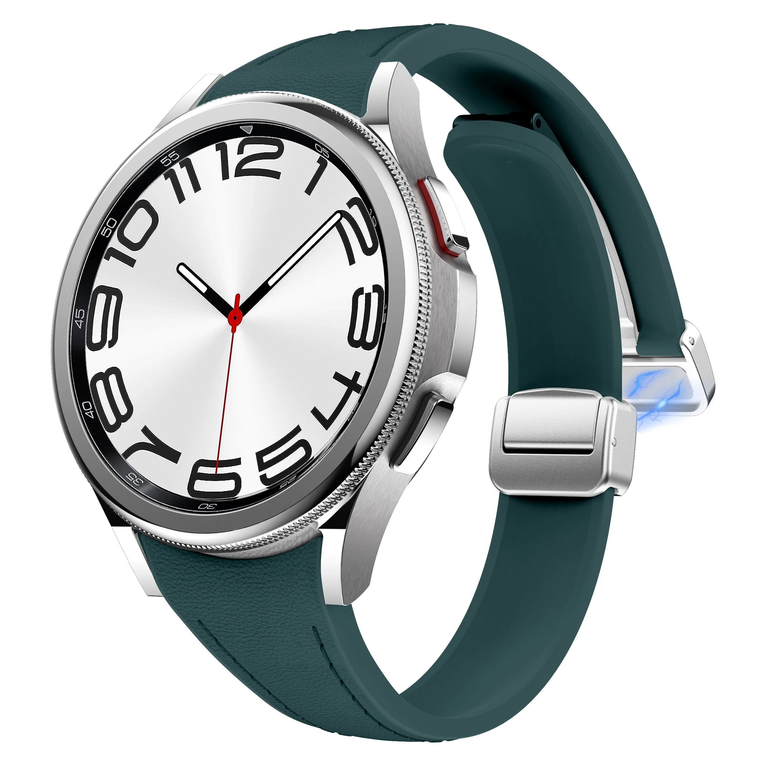 Магнитная складная застежка, кожаный + силиконовый ремешок для Samsung Watch 6/5/4, бесшовная посадка, тонкий и элегантный дизайн для женщин и девушек