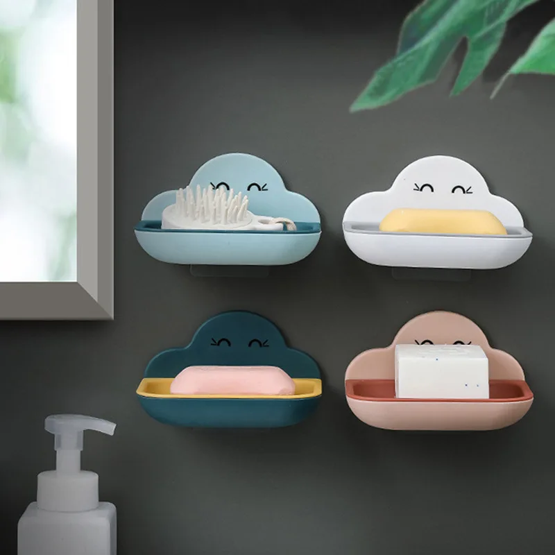 Новая мыльница Creative Cloud, настенная мыльница без перфорации, высококачественная утолщенная полка для сливного мыла, полка для ванной комнаты