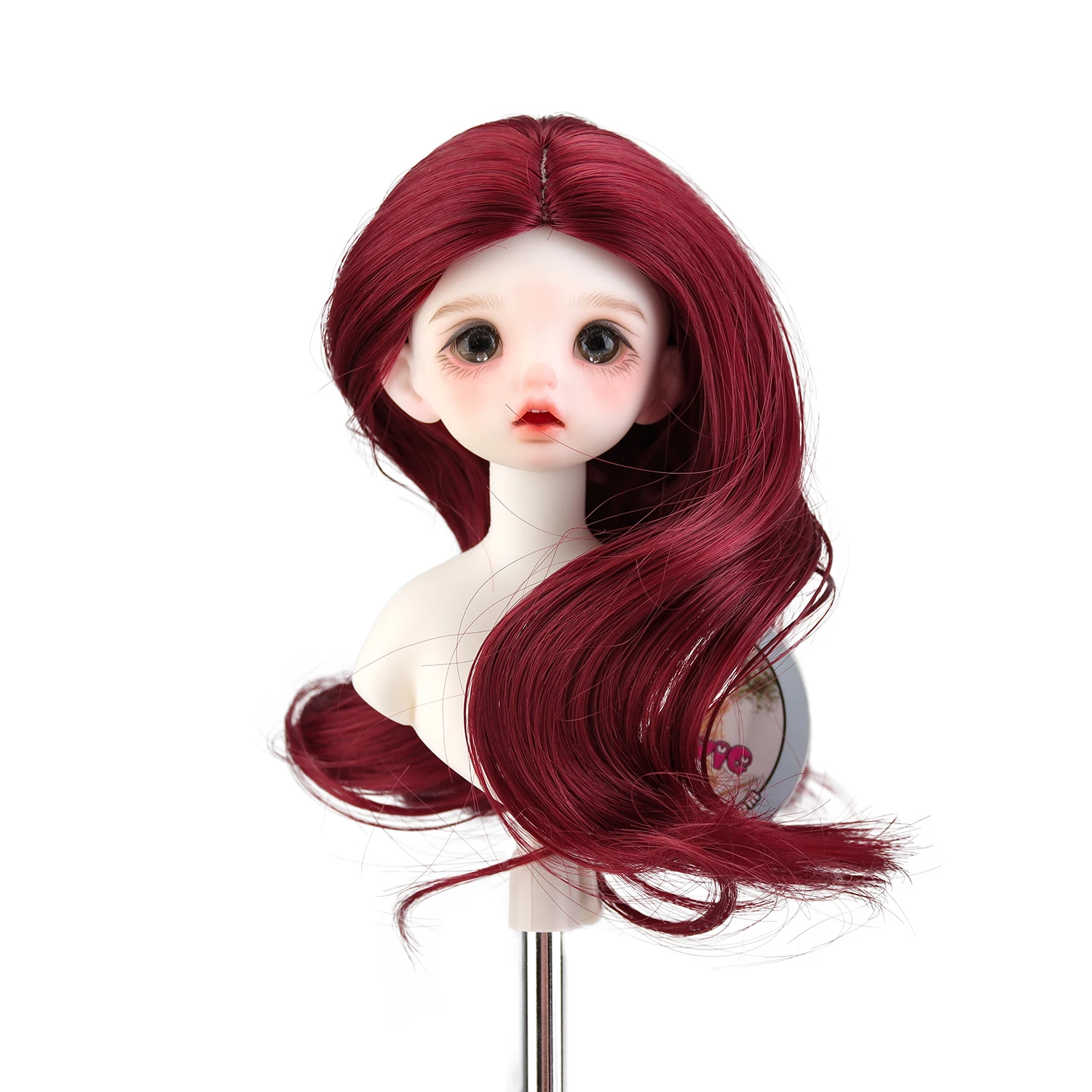 1/4 1/6 кукольных волос Бесплатная доставка BJD парик винного цвета с длинными вьющимися высокотемпературными волокнами для Minifee MSD doll DIY dolls Tress