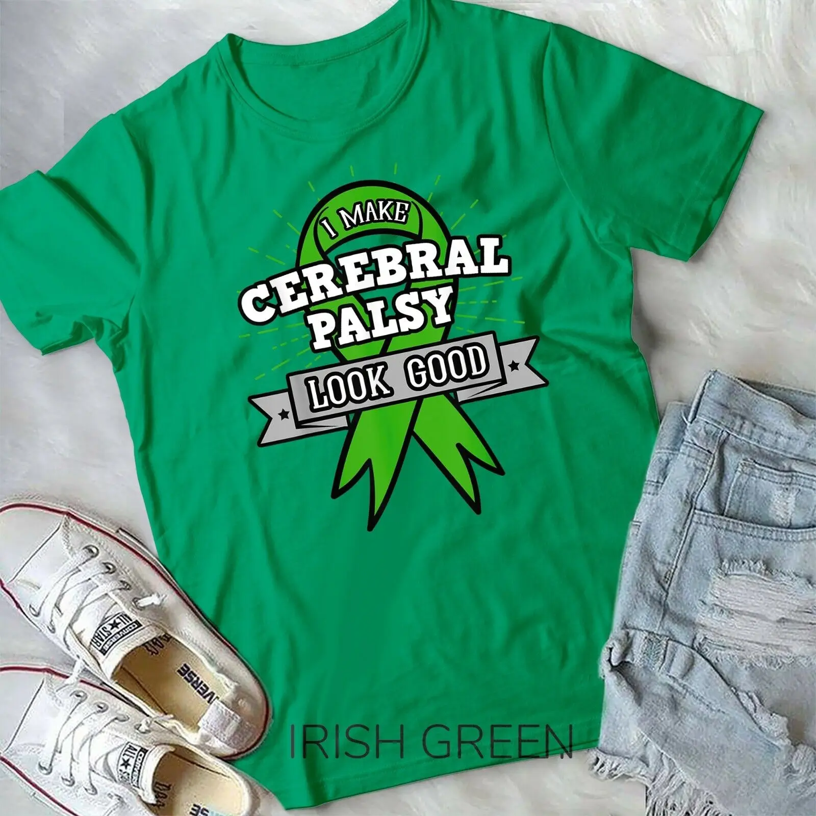 Футболка для детей с церебральным параличом Green Ribbon CP Awareness Disease Подарочная футболка унисекс