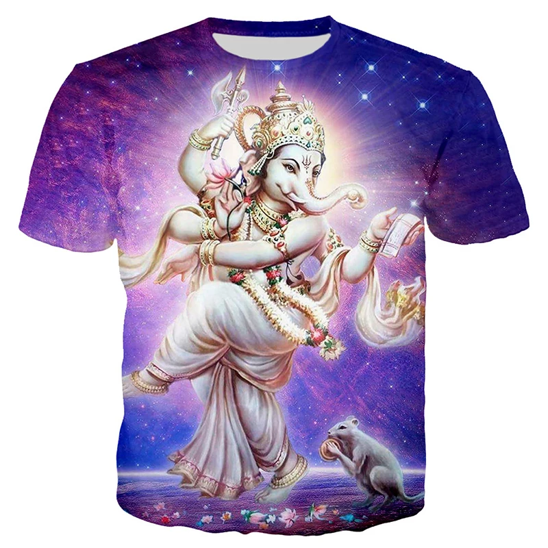 Новая футболка с Ганешей, Индуистский Бог Мудрости, Модная Повседневная футболка с 3D принтом, Мужские И Женские Летние Топы, Harajuku, Уличная одежда Оверсайз