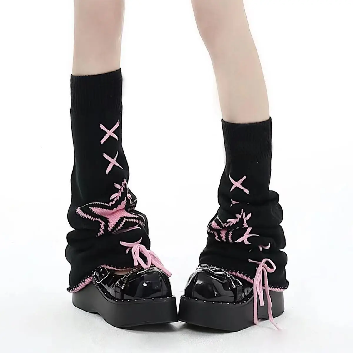 Женские гетры Y2k Aesthetic Star, Японская грелка для лодыжек, Вязаный чехол для ног, бандажные гетры, Осенние длинные носки