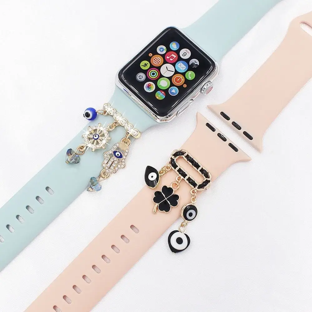 Аксессуары Украшение на ремешке для часов Новый Металлический ремешок Декоративное кольцо Модная цепочка-брелок для браслета Apple Watch