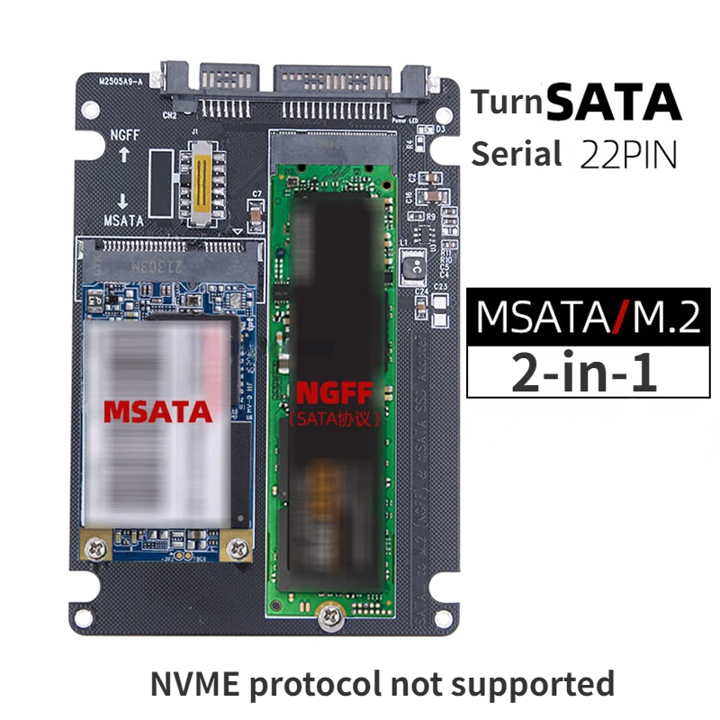 Твердотельный SSD-накопитель MSATA, NGFF-SATA3, внешний корпус жесткого диска, протокол M.2 Sata К адаптеру двойного назначения