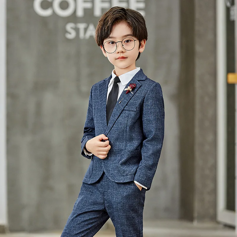Корейская официальная куртка для мальчиков + брюки, комплект одежды из 2 предметов, комплект для фотосъемки школьников, детский свадебный костюм, платье для выпускного вечера