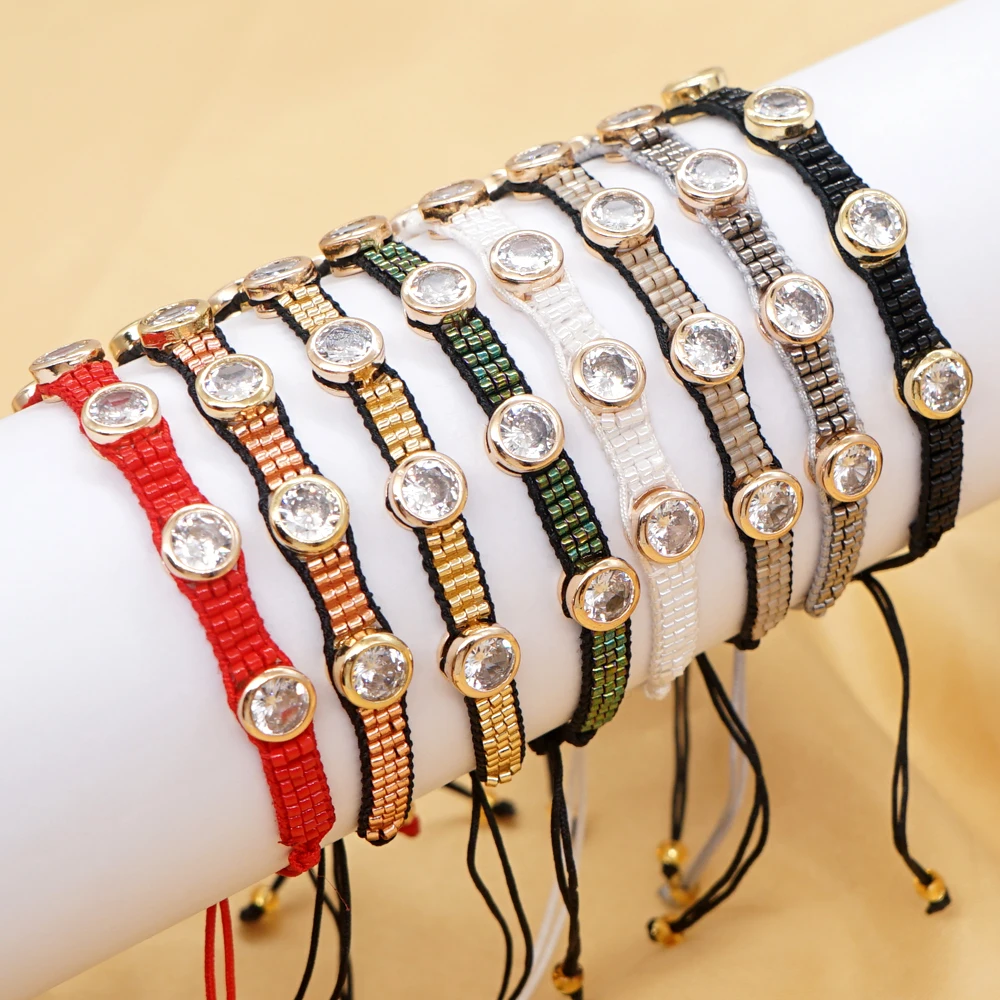 Go2Boho Богемные парные браслеты ручной работы Miyuki Beads Регулируемые Женские модные украшения со стразами Уникальный дизайн