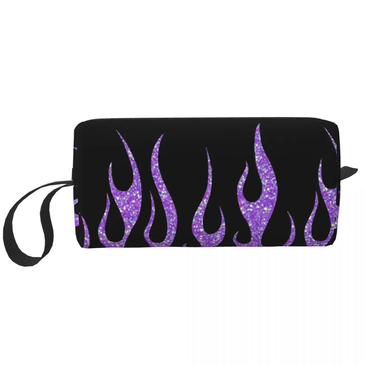 Фиолетовое пламя с блестками, большая косметичка на молнии, дорожные косметические сумки, сумка для хранения унисекс