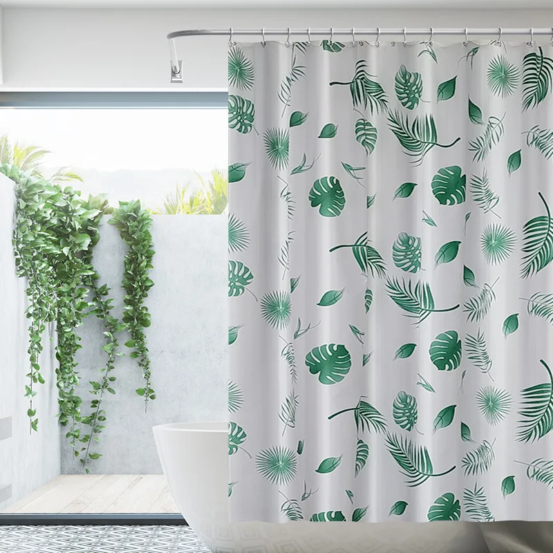 Водонепроницаемая подкладка для занавески для душа PEVA, занавески для душа в ванной с зелеными листьями, дизайнерская занавеска для ванны с крючками, распродажа, Новая мода