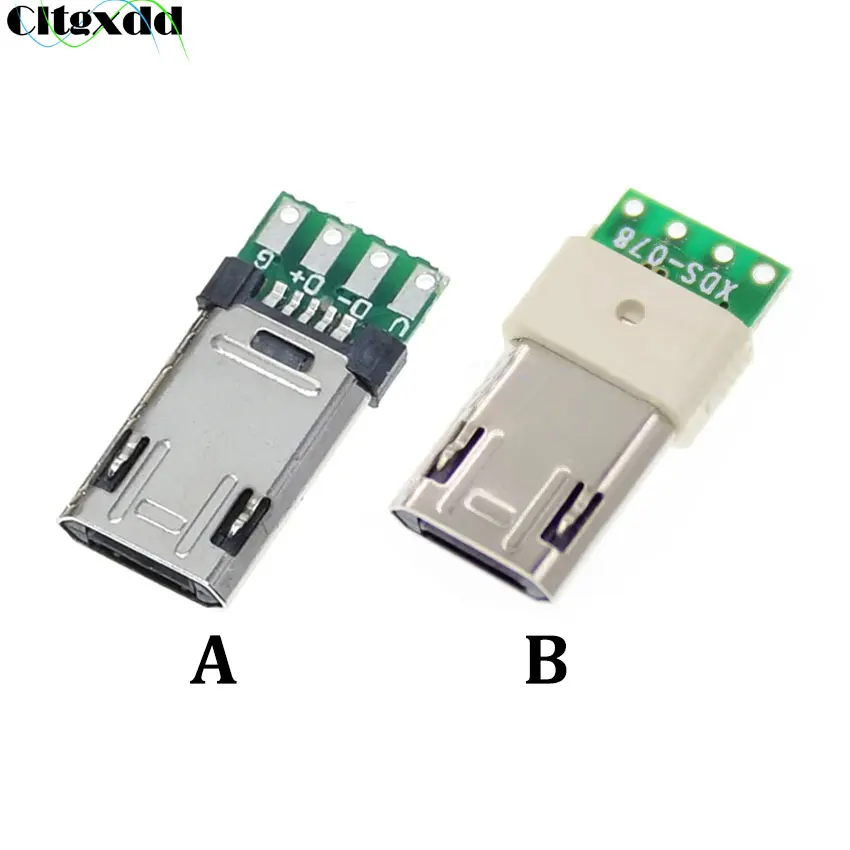 Cltgxdd 10 Штук Micro USB 5Pin 5P Штекерный Разъем Для Зарядки Порта С Печатной Платой Для Пайки Двухсторонней 4Pin Сварочной Проволоки