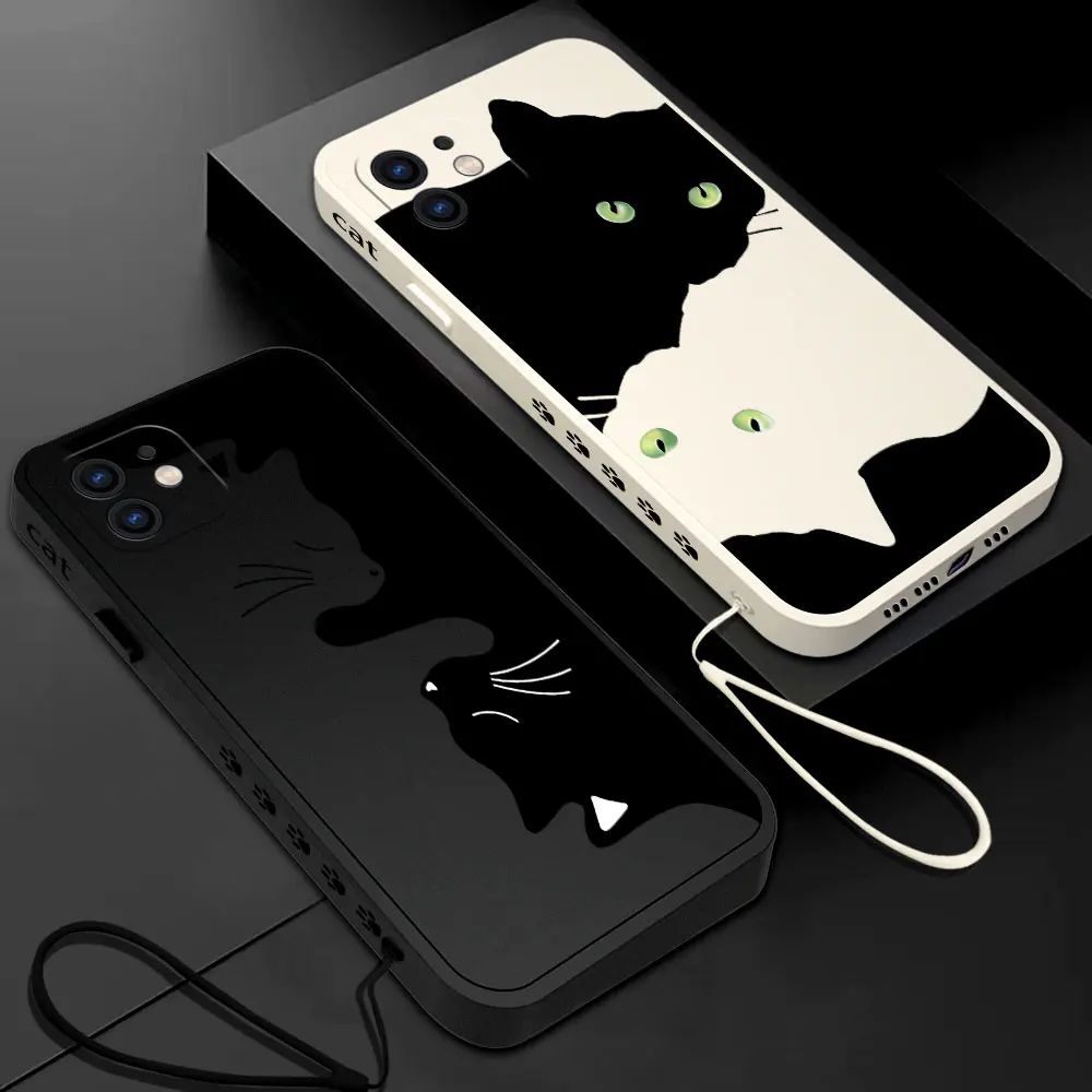 Забавный Милый Чехол Для телефона Hug Black Cat Для Xiaomi Mi 13 12 12T 12S 11 11T Ultra 10 10T 9 9T 9SE 8 Pro Lite 5G Жидкий Силиконовый Чехол
