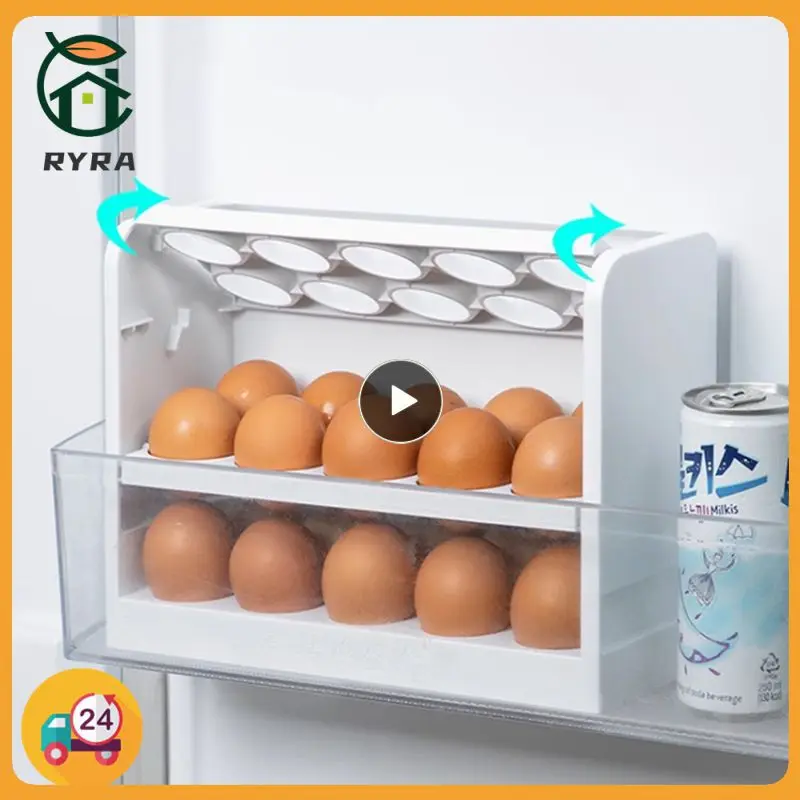 Ящик для хранения яиц в холодильнике с 30 сетками, Вращающийся Холодильник, Футляр для яиц, Контейнер-органайзер для яиц, Настольная подставка для хранения кухонных принадлежностей