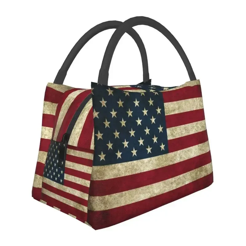 Винтажная сумка для ланча с изоляцией под американский флаг для кемпинга и путешествий, США, Гордость Герметичный кулер, термос для ланча, женский бокс