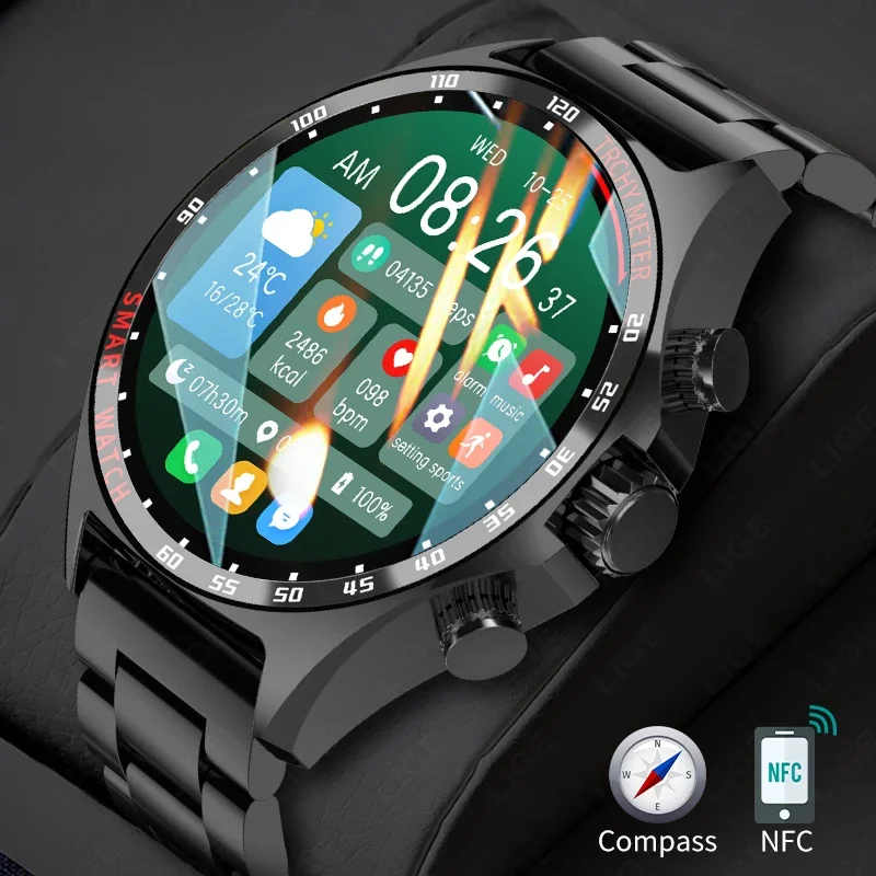 Новые GPS Смарт-часы Мужские Компас на открытом воздухе Спортивный Фитнес-браслет Bluetooth Call Clock Водонепроницаемые смарт-часы для Android IOS