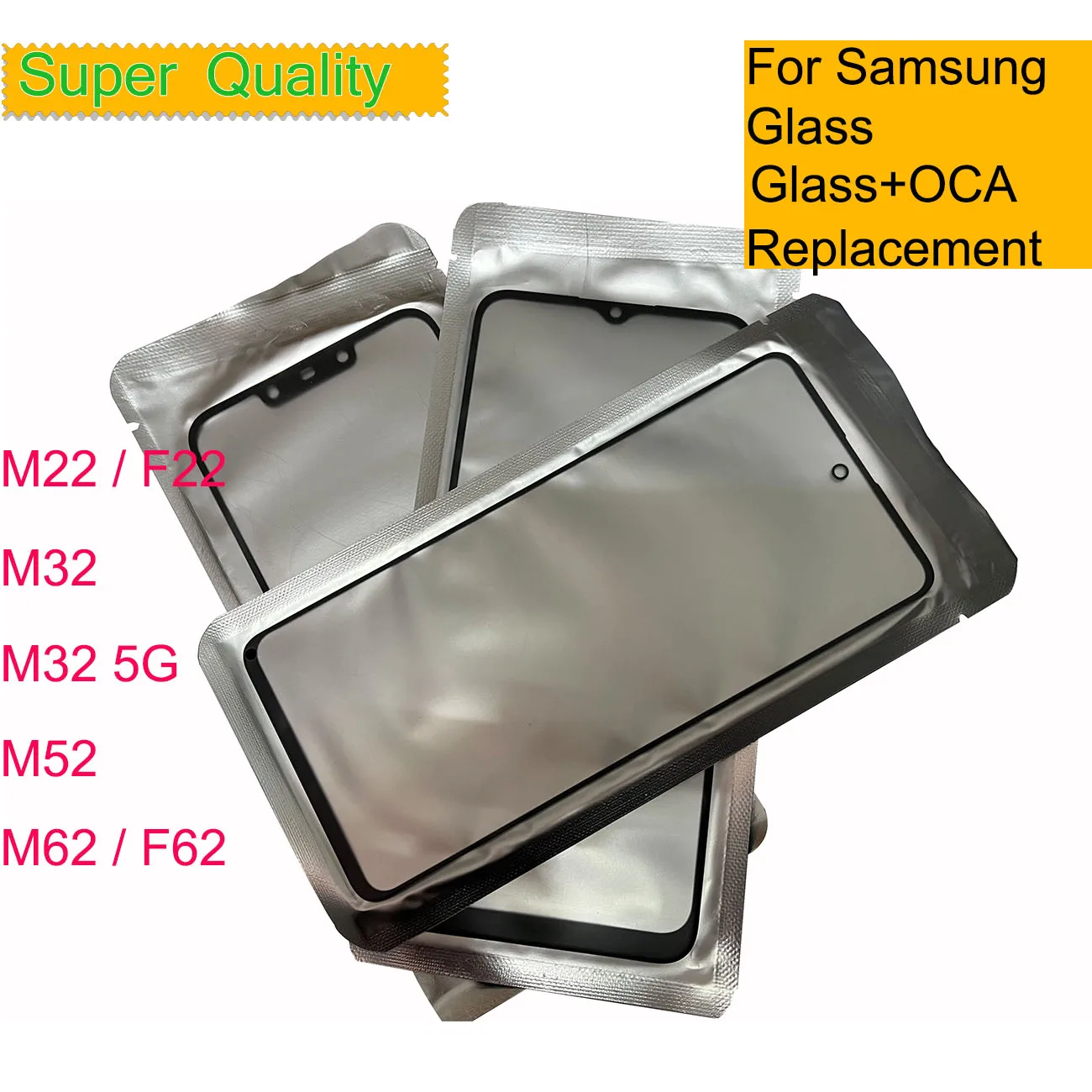10 шт./лот Для Samsung Galaxy M22 F22 M32 5G M52 M62 F62 Панель Сенсорного Экрана Передняя Внешняя Стеклянная Линза ЖК-Стекло С ОСА