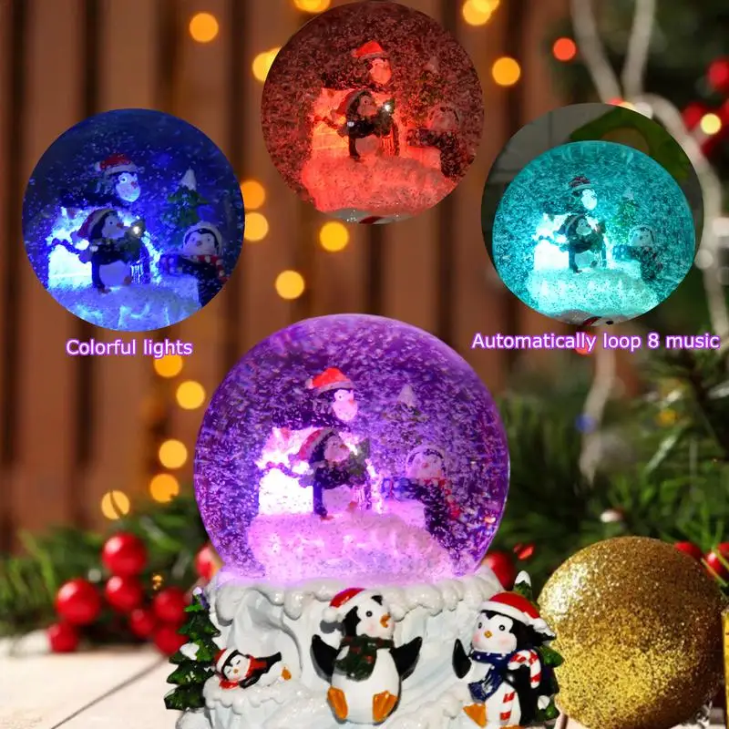 Пингвин Снежный Глобус Хрустальный Шар Снежный Глобус Стеклянные фонари Персонализированный Глобус для Рождественского подарка С вращающимися поделками из динамиков