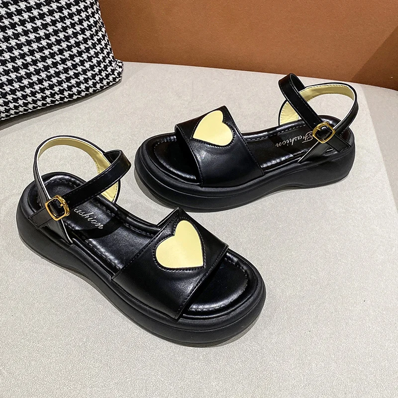 Женские сандалии с ремешком и пряжкой 2022, новые летние сабо среднего размера на каблуке, сандалии-гладиаторы для девочек на платформе среднего размера, модная легкая обувь