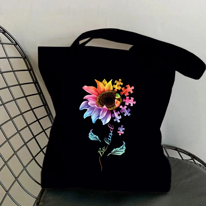 Новая хозяйственная сумка с буквенным принтом Подсолнуха, модная женская сумка на плечо для девочек, дорожная сумка, рюкзак на каждый день