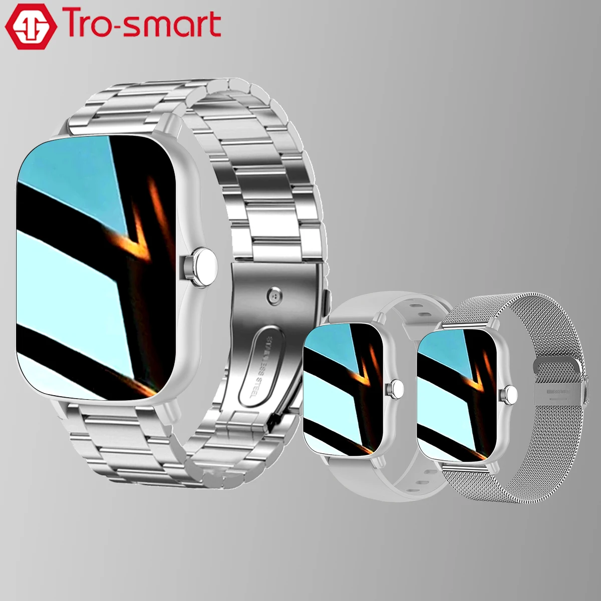 Серо-серебристого цвета Смарт-часы Женские мужские Smartwatch Sport с полным сенсорным экраном Smartclock для Android IOS Sport Fitness Tracker