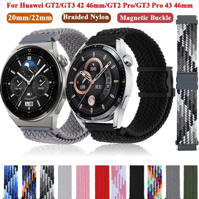 20-22 мм Плетеный Смарт-Браслет Для Huawei Watch GT3 GT 3 42 43 46 мм Ремешок Для часов GT2 Pro Браслет С Магнитной Пряжкой