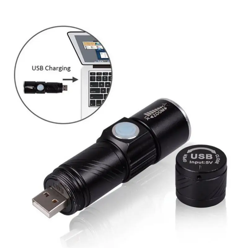 3 Режима масштабирования и фокусировки Новый USB светодиодный фонарик Перезаряжаемый светильник Lanterna XPE LED USB лампа Удобные вспышки