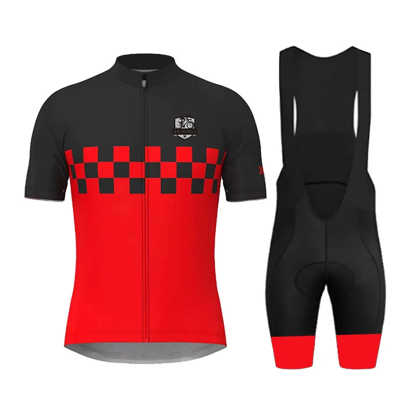 Новый комплект из джерси Pro Cycling, мужские шорты-нагрудники, Велосипедная одежда с коротким рукавом, Майо Ciclismo Hombre, черные комплекты для MTB
