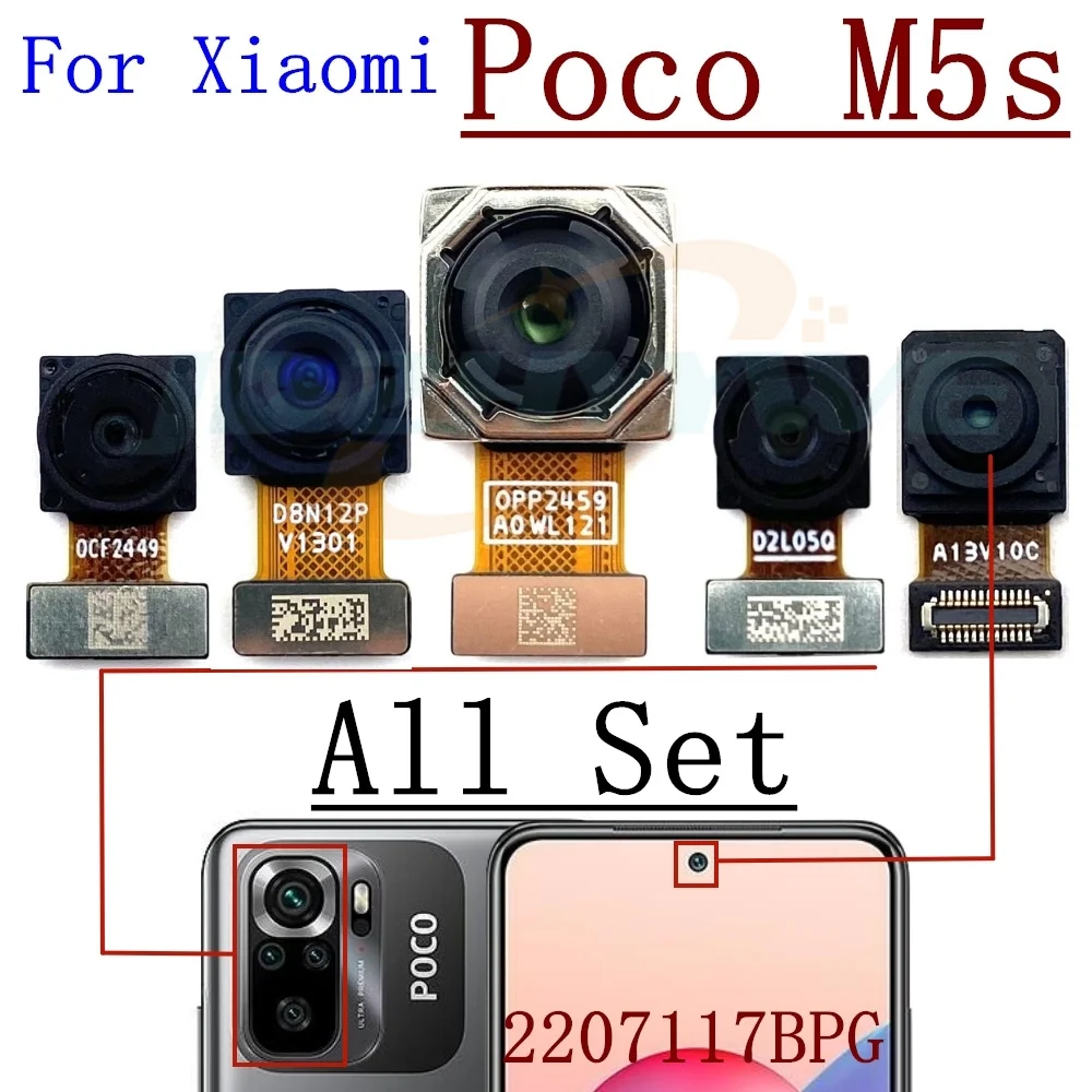 Оригинальная Фронтальная Основная Камера Для Xiaomi Poco M5s 2207117BPG Фронтальная Камера Для Селфи, Обращенная К Задней Большой Камере, Гибкий Кабель, Запасная Часть