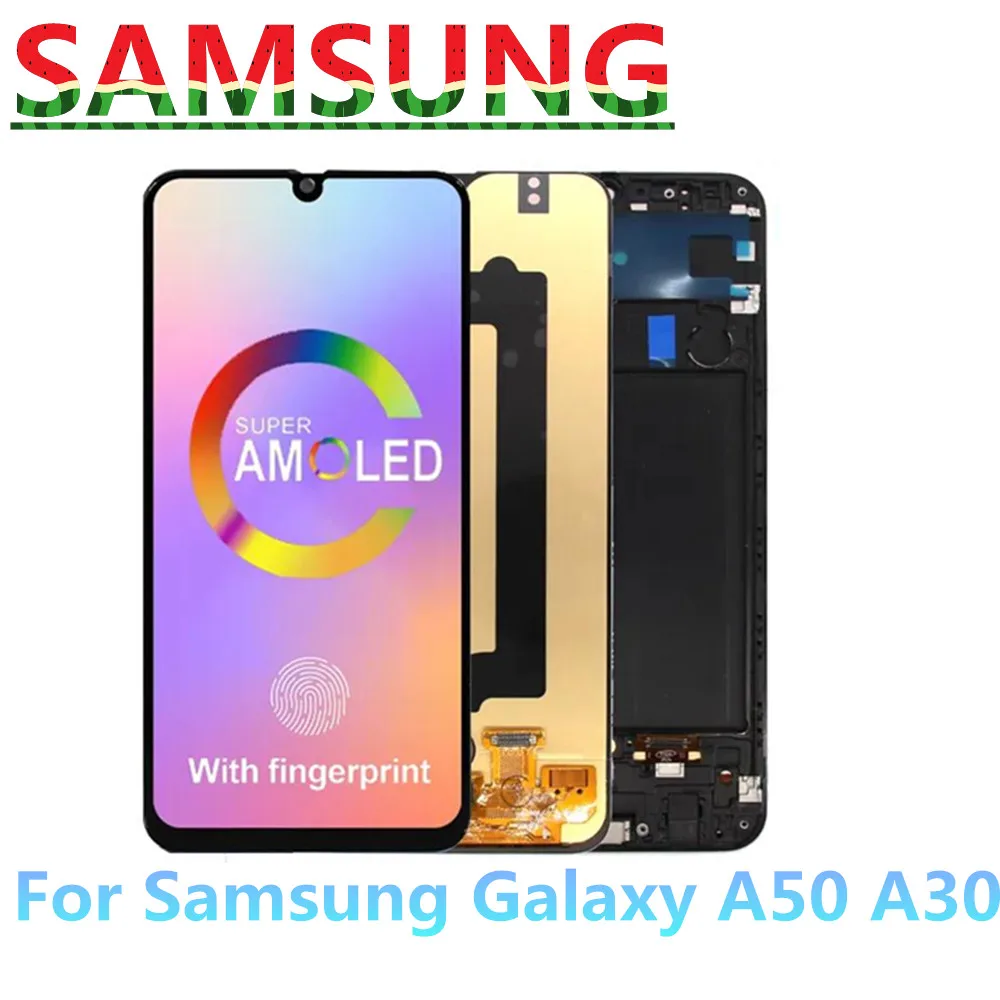 ЖК-дисплей AMOLED с сенсорным экраном и цифровым преобразователем в сборе для Samsung Galaxy A50, A30,