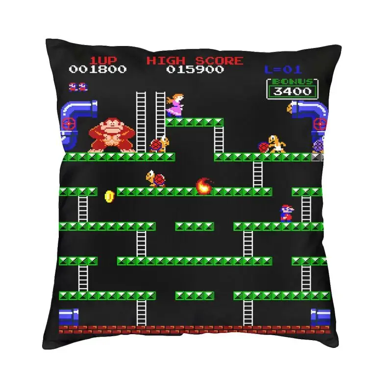 Винтажный чехол для подушки Donkey Kong 40x40, декоративная подушка для видеоигр с 3D-печатью для гостиной с двумя сторонами