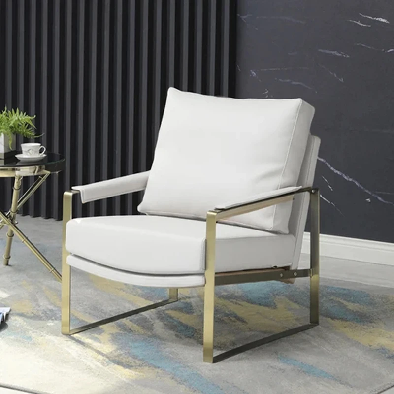 Индивидуальные диваны для гостиной в скандинавском стиле, роскошное односпальное кресло, минималистичный кожаный диван из нержавеющей стали, мебель для дома Soggiorno