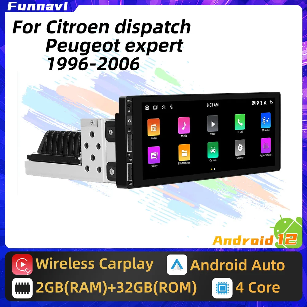 1din Android Автомобильный Мультимедийный для Citroen Dispatch Peugeot Expert 1996-2006 1 Din Радио Стерео Головное Устройство Carplay Авторадио GPS