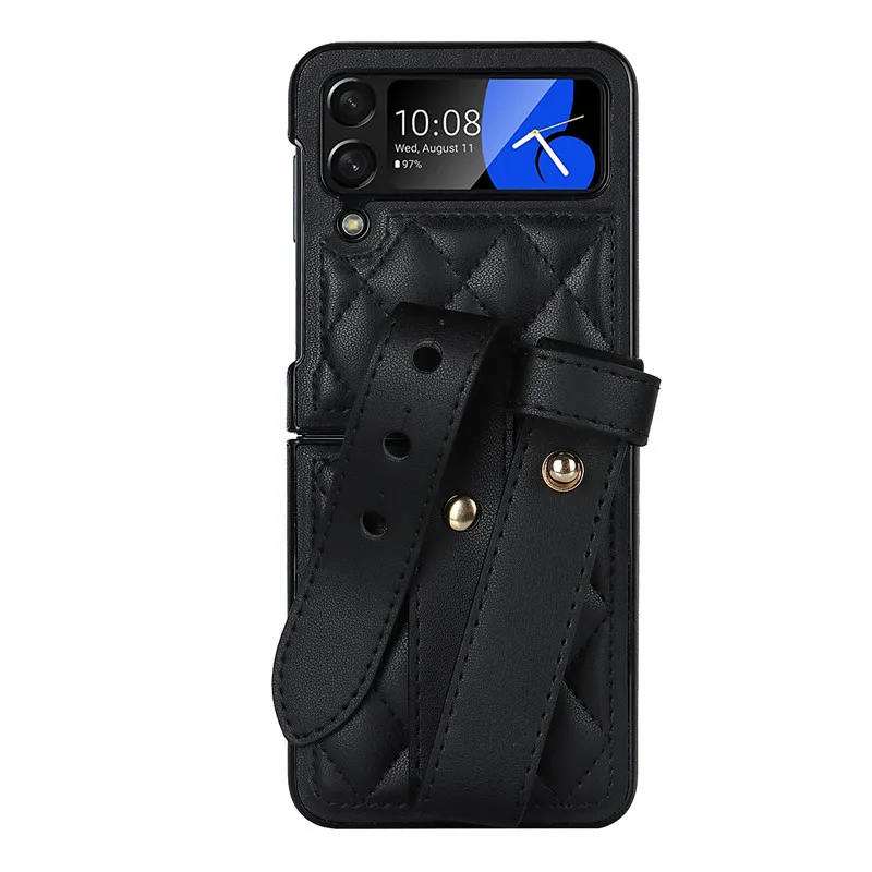 Модный ремешок для Samsung Galaxy Z Флип 3 4 5G кожаный защитный чехол в виде ракушки