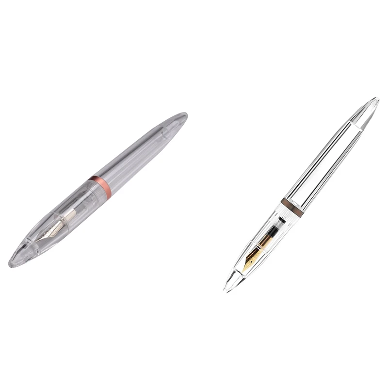 2 комплекта перьевой ручки с пипеткой диаметром 0,5 мм, прозрачные ручки для офиса и школы, розовое золото и серый
