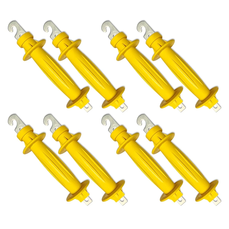 8 упаковок резиновых ворот для электрического ограждения, пружинная ручка для электрического ограждения, изолированная пластиковая ручка, желтые резиновые детали для ограждения
