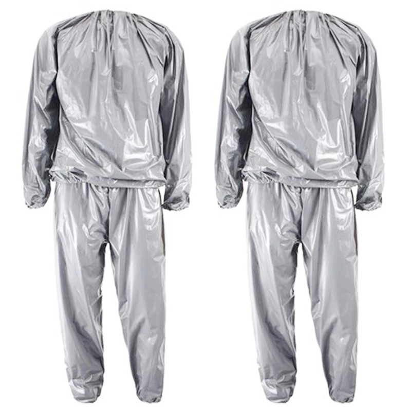 2X Сверхмощный фитнес-костюм для сауны с защитой от пота для похудения, тренажерный зал, Серебристый L