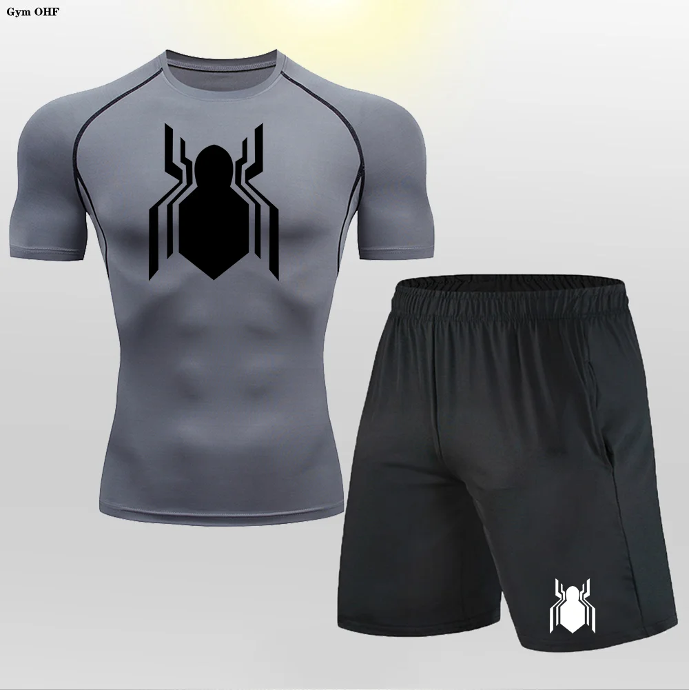 Мужской спортивный костюм для бега MMA Rashgard, мужская быстросохнущая спортивная одежда, компрессионная одежда, комплект для фитнеса, термобелье