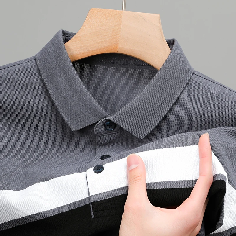 Высококачественная Мужская рубашка Поло люксового бренда 2023, летняя полоса с лацканами, 95% хлопок, Короткие рукава, Корейский модный тренд, Красивая одежда
