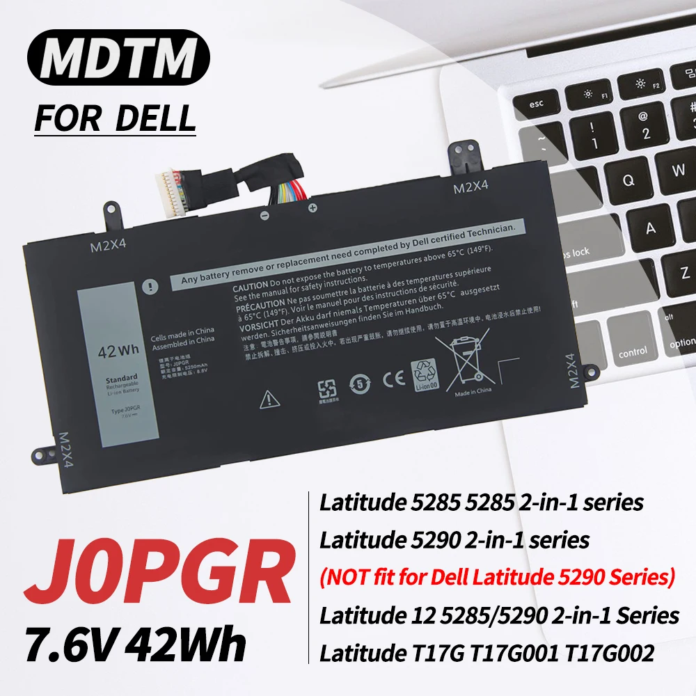J0PGR Аккумулятор для ноутбука Dell Latitude 5285/5290 серии 2 в 1 T17G T17G001 T17G002 0J0PGR JOPGR 0RDYCT RDYCT 1WND8 X16TW 0X16TW