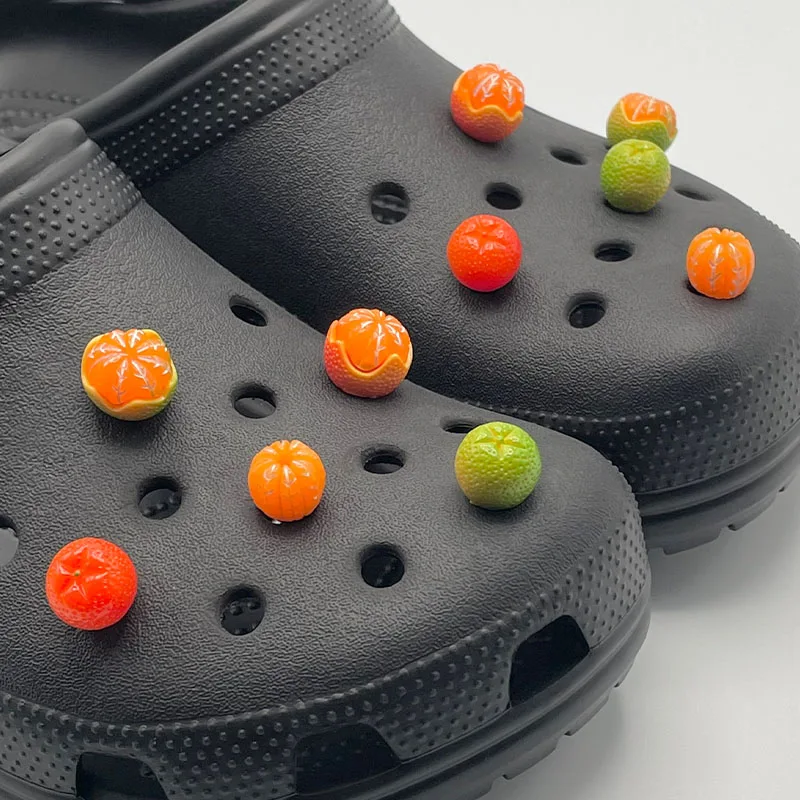 3D Имитация оранжевых подвесок Jibz для Crocs, сабо, аксессуары, Дизайнерские фрукты, забавные украшения для обуви, булавки, подходящие тапочки, подарок ребенку