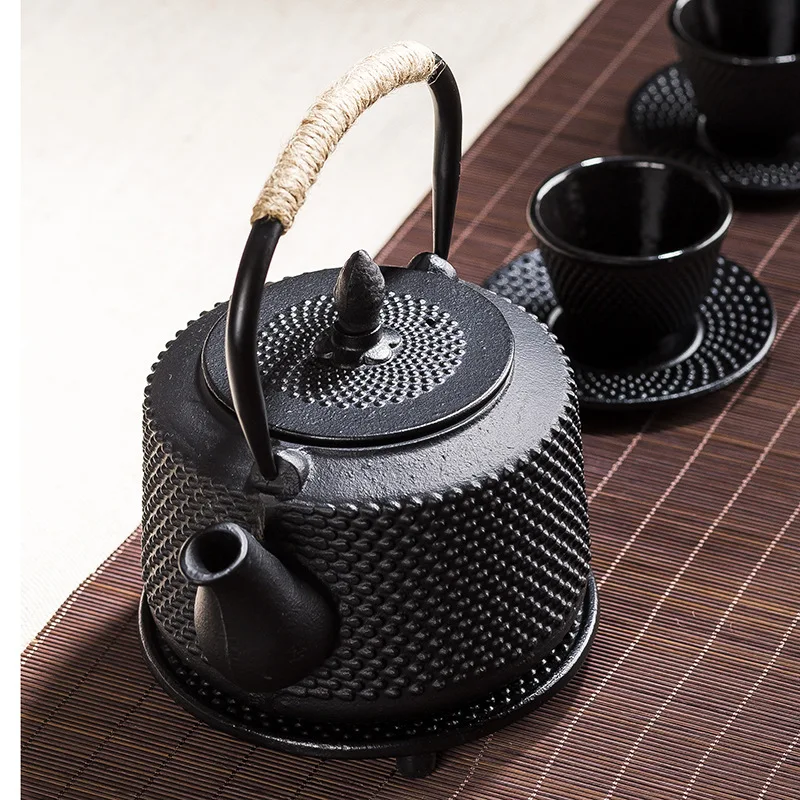 Чугунный Чайник Для Кипячения воды, Бытовой Набор для приготовления чая, 850 мл, Японская Железная бутылка Тэцубин, Винтажная Чайная чашка с Блюдцем, Набор