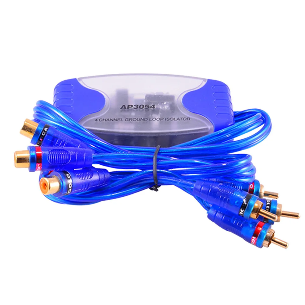 4-канальный RCA-изолятор контура заземления, линейный шумоуловитель, линейный шумоуловитель, линейный фильтр для удаления шума, 50 Вт (синий)