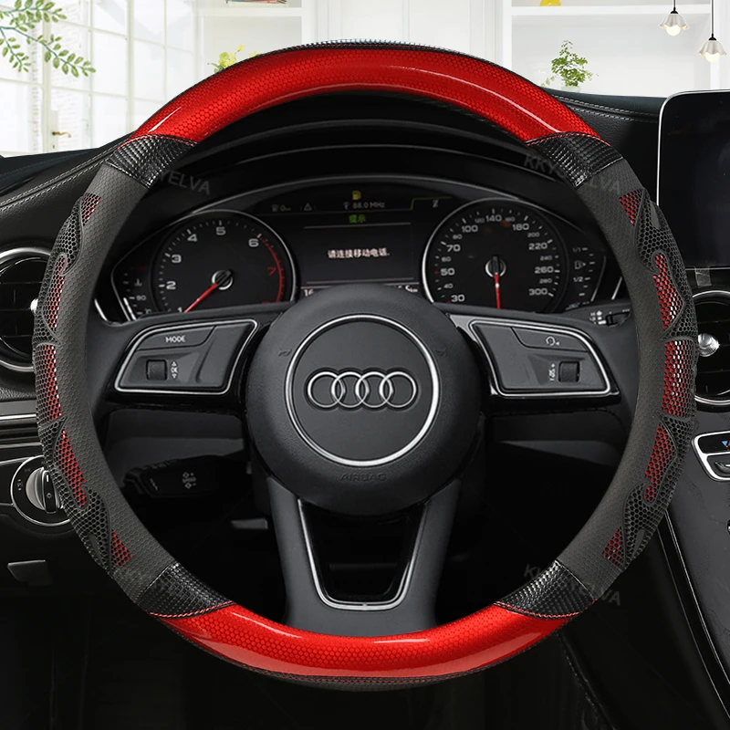 Автомобильная Нескользящая Крышка Рулевого Колеса Спортивного Автомобиля из Углеродного Волокна для Audi A1 8X A2 A3 Q3 Q5 Q2 A4 A5 A6 Avant Auto Accessories