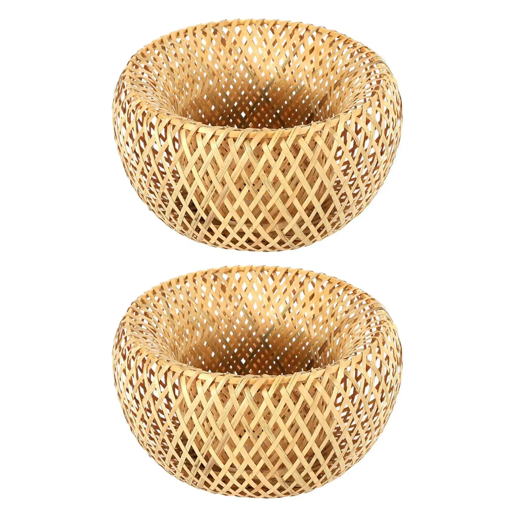 2X Бамбуковый плетеный ротанговый абажур Ручной работы, двухслойный Бамбуковый куполообразный абажур, Азиатский Деревенский Японский дизайн лампы