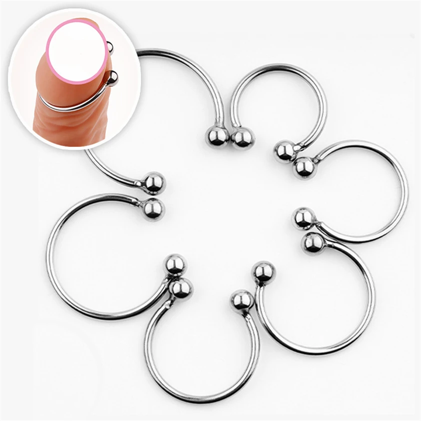 Металлическое кольцо для члена из нержавеющей стали, пара колец для увеличения пениса, Жесткое кольцо-флешка, секс-игрушки для мужчин, задержка эякуляции C64W