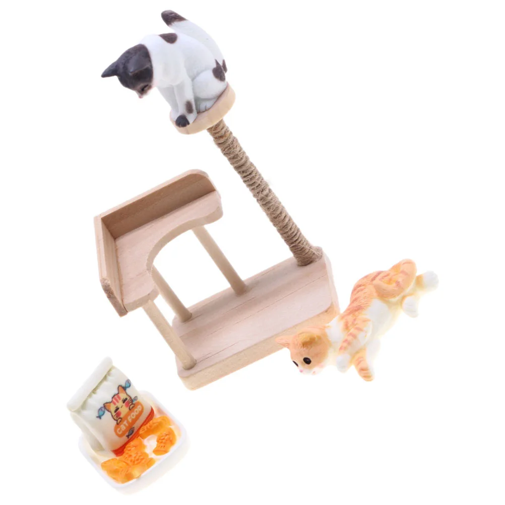 1 Комплект Миниатюрной игрушечной модели, имитирующей Кошачью Башню и макет дома в виде фигурки кошки, Мини-модель