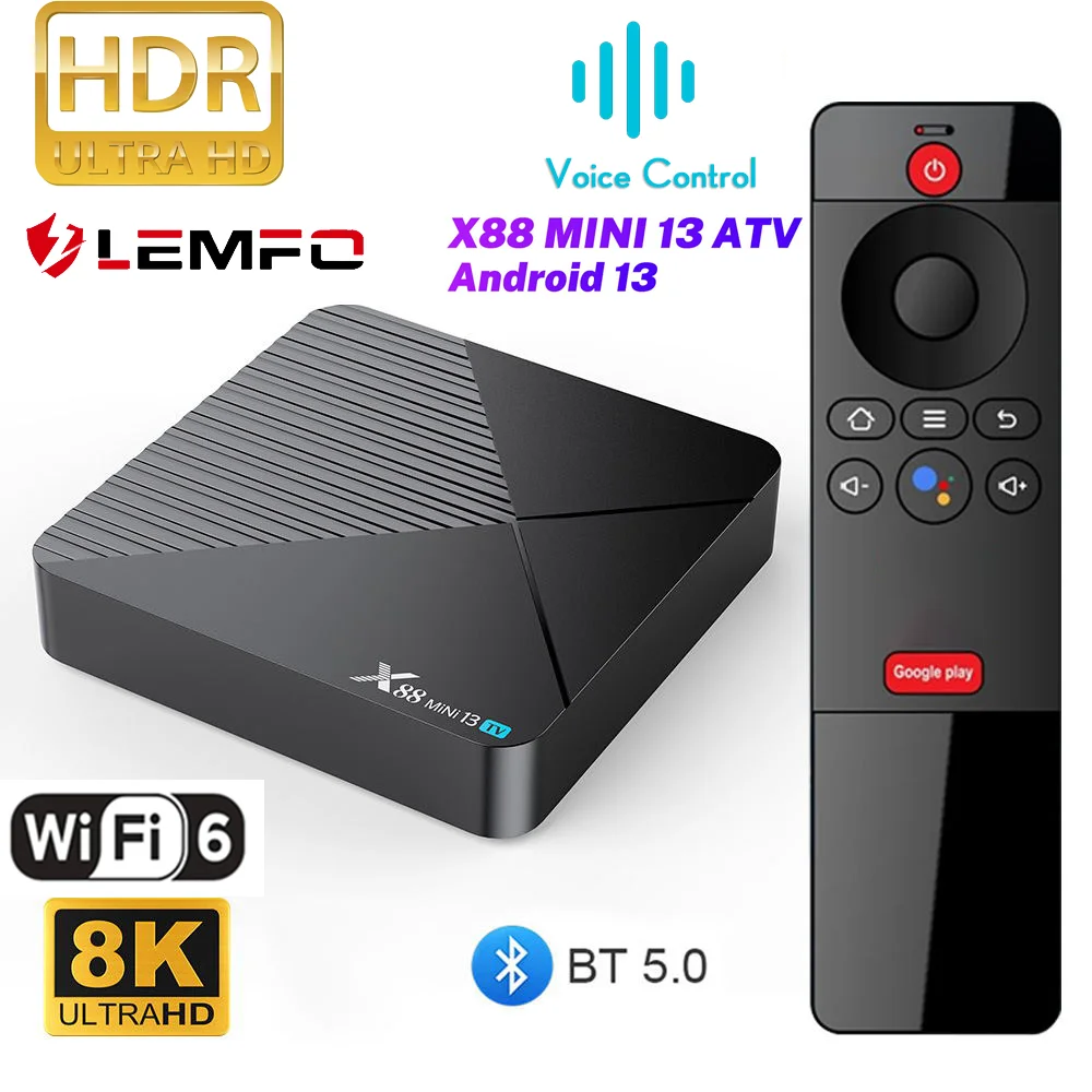 LEMFO X88 Mini 13 TV Android Smart Box Chipest Rk3528 8K Wifi6 BT Hdr10 + 4G Ram 64G Rom Медиаплеер Google Voice Assistant 2023