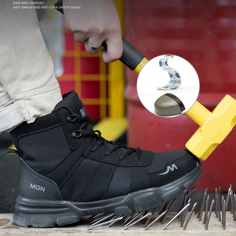 Несокрушимая мужская защитная рабочая обувь, Армейские ботинки со стальным носком, легкие кроссовки, устойчивые к проколам, Защитная обувь
