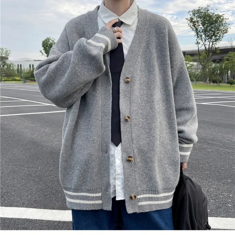 2023 Британский Ретро Кардиган, свитер, Новый Корейский Академический вязаный свитер Harajuku, пуловер, уличная одежда в стиле хип-хоп, топы из свободного трикотажа