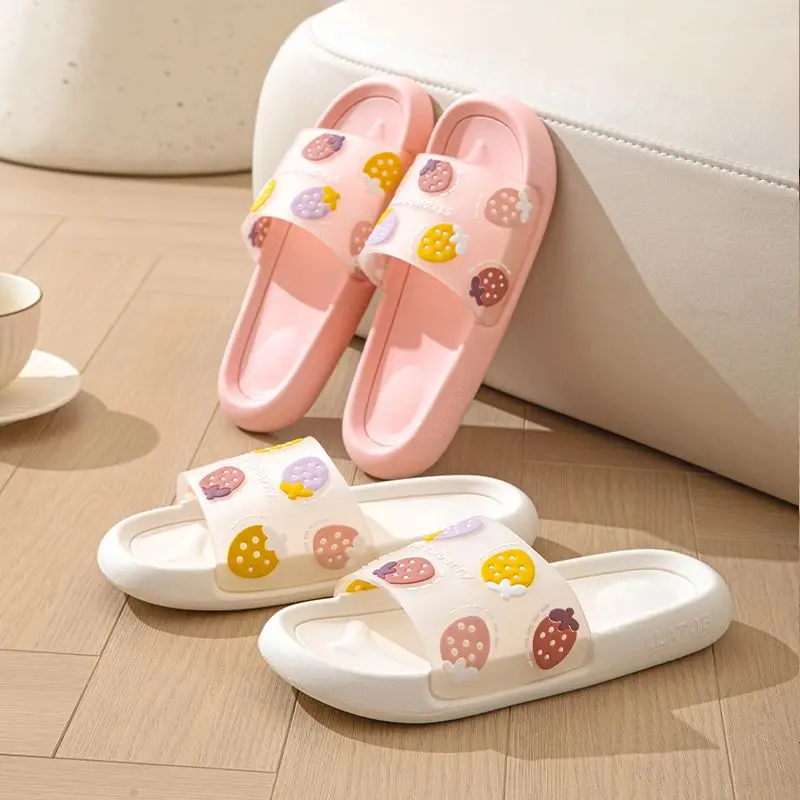 Летние Кавайные сандалии, милые женские туфли на плоской подошве, 2023, женские шлепанцы для ванной, корейский стиль, Распродажа, Уникальный тренд из ПВХ.